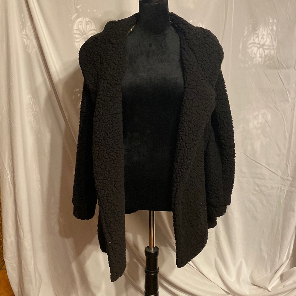 Black mid fuzzy coat